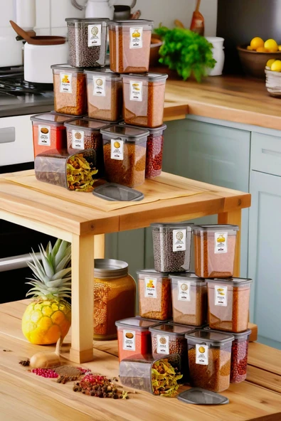 36 Adet Jumbo Boy Dikdörtgen Saklama Kabı 2000 Ml Antrasit 50 Adet Etiket Hediye - 4