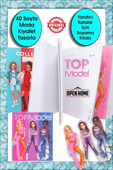 Topmodel – 40 Sayfa Tasarım Defteri Boyama Seti,