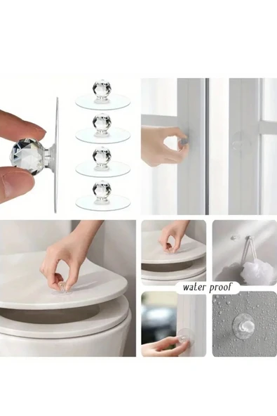 24 Adet Çok Amaçlı Yapışkan Kristal Tutacak Kulp - 4