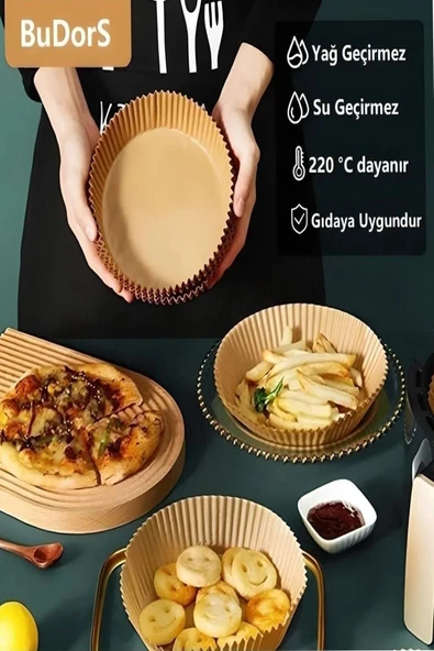 50 Adet Tek Kullanımlık Pişirme Kağıdı Yuvarlak Tabak Model - 2