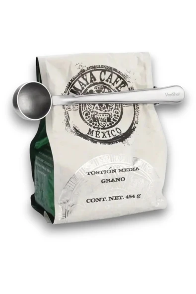 Mandallı Kahve Ölçü Kaşığı Gümüş Renk Çok Fonksiyonlu Paslanmaz Çelik Kaşık - 2