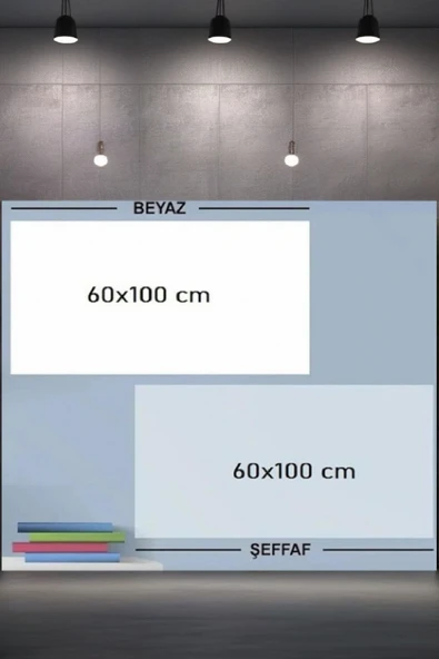 2'li Yeni Nesil Ders Çalışma Yazı Tahtası Manyetik Duvar Stickerı 100x60 Cm Şeffaf & Beyaz - 3