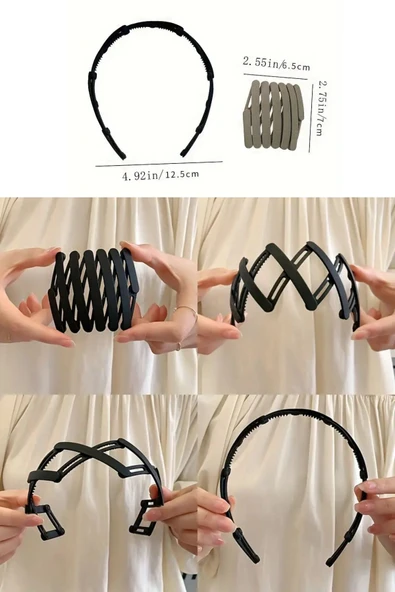 Unisex Katlanabilir Taç Toka Siyah - 6