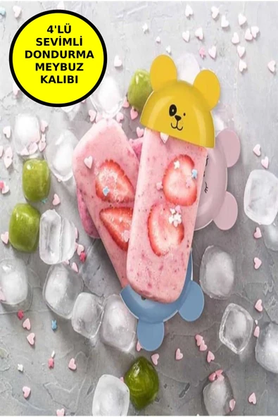 4'lü Kolay Şekillendirici Sevimli Çocuk Meybuz & Dondurma Kalıbı