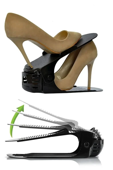 10'lu Ayarlanabilir 4 Kademeli Ayakkabı Rampası Set Siyah - 4