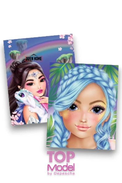 Top Model Kızlar Boyanabilir Şablonlu Stickerli Tasarım Defteri - 3