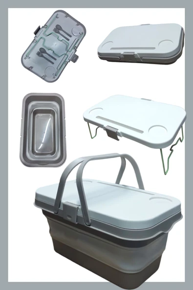 17 Litre Krem Piknik Çantası - Piknik Sepeti - Kamp Sepeti - 5