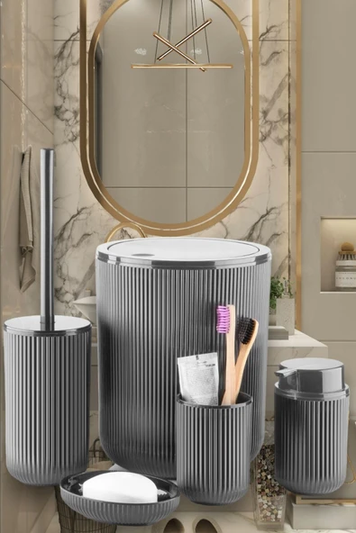 5 Parça Banyo Seti Gri - 2