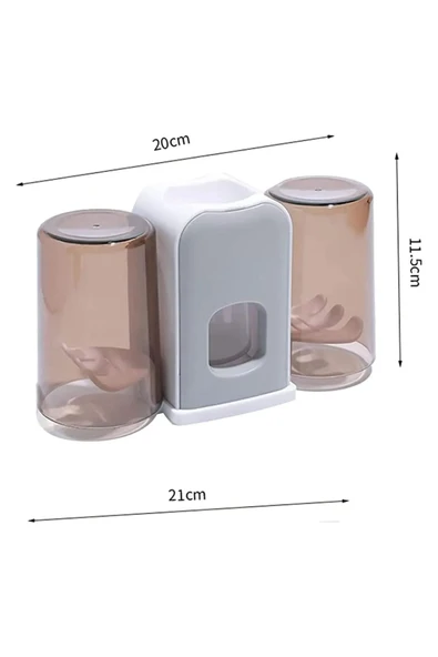 1 Set Fayansa Duvara Yapışabilen 2 Kupalı Steril Otomatik Diş Macunluk Montaj Gerektirmeyen - 5