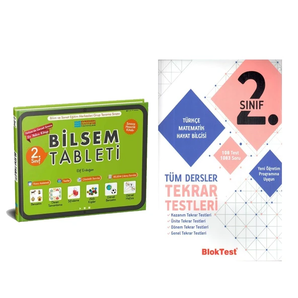 Evrensel İletişim 2.Sınıf Bilsem Tablet ve Bloktest Tüm Dersler Tekrar Testleri Seti 2 Kitap