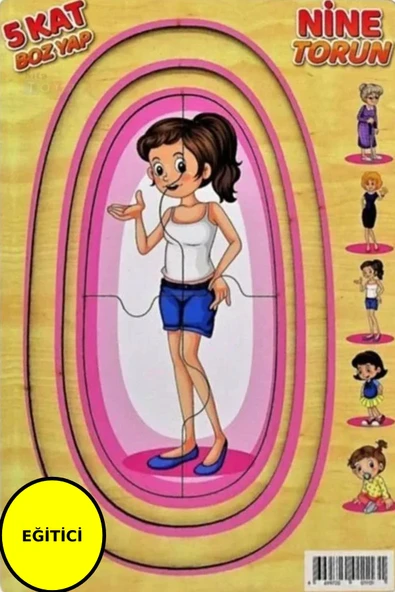Kat Kat Nine Torun Puzzle 5 Kat (Ahşap Yap Boz) Oyuncak - 3