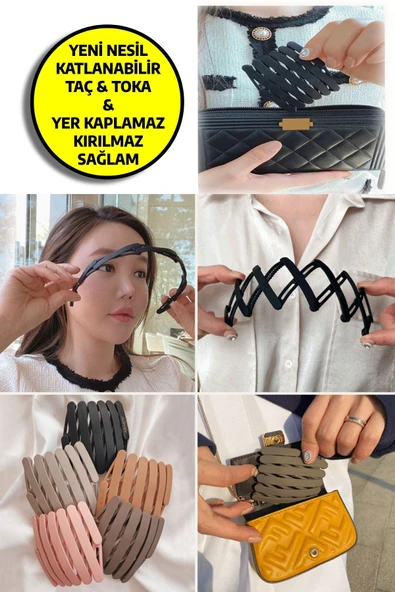 Unisex Katlanabilir Taç Toka Siyah