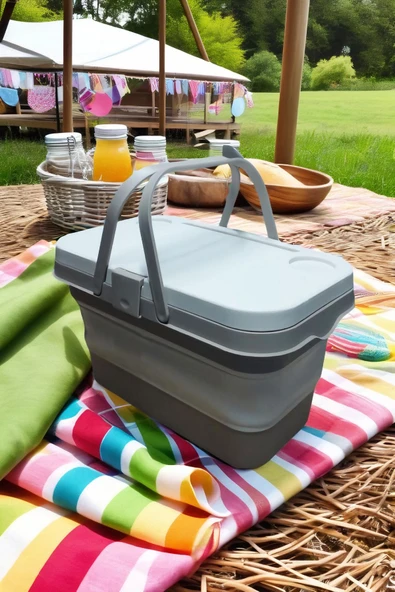 17 Litre Krem Piknik Çantası - Piknik Sepeti - Kamp Sepeti - 2