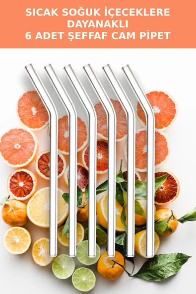 6'lı Sıcak Soğuk İçecekler İçin Cam Pipet - 4