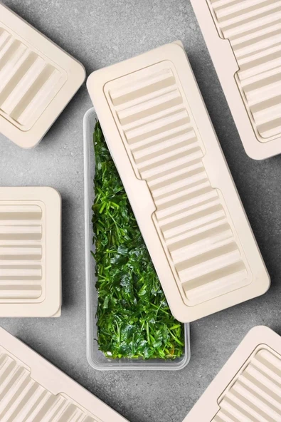 4'Lü Set Freshbox Mikrodalga ve Difrize Uygun Saklama Kabı Krem - 3