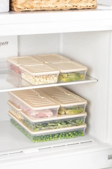7'li Set Freshbox Mikroldaga Ve Difrize Uygun Saklama Kabı X1 2,4 Lt / X2 1,17 Lt / X4 0,6 Lt Krem - Resim 6