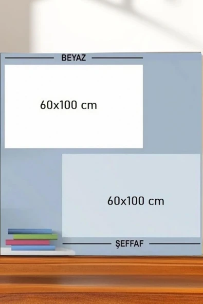 2'li Yeni Nesil Ders Çalışma Yazı Tahtası Manyetik Duvar Stickerı 100x60 Cm Şeffaf & Beyaz - 4