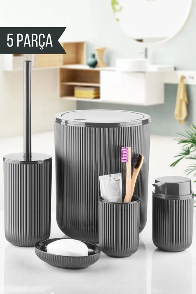5 Parça Banyo Seti Gri