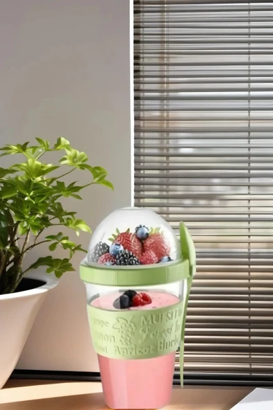 4 ADET Diyet & Kahvaltı için Çatal & Kaşıklı Kapaklı Yoğurt Müsli Salata Meyve Saklama Kabı - 600 ml - 3