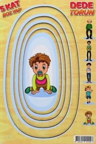 Kat Kat Dede Torun Puzzle 5 Kat (Ahşap Yap Boz) Oyuncak - 5