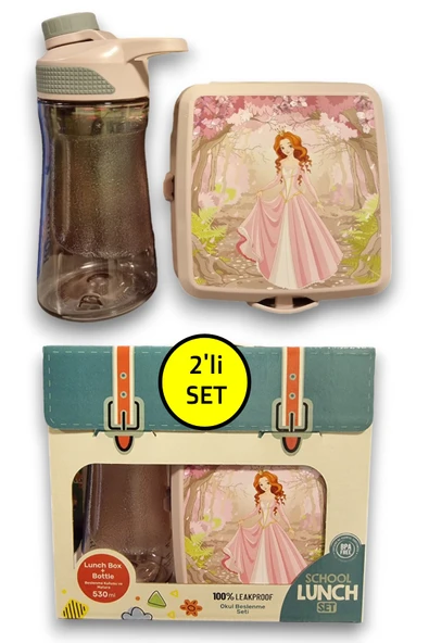 2'li Premium Beslenme Kutusu ve 530 ML Su Matarası Pembe - 2