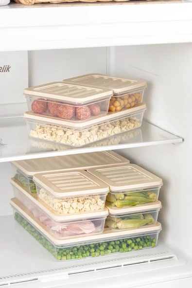 4'Lü Set Freshbox Mikrodalga ve Difrize Uygun Saklama Kabı Krem - 7