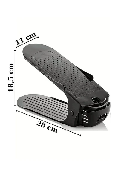 10'lu Ayarlanabilir 4 Kademeli Ayakkabı Rampası Set Siyah - 6