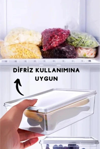10 Adet Kendinden Kapaklı Derin Dondurucuya Uygun Saklama Kabı 2 Lt - 6