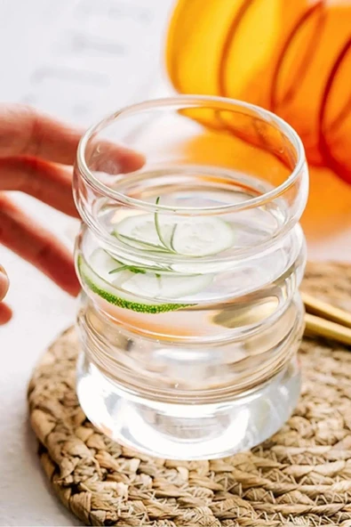 6 Adet Boğumlu  Borosilikat Kokteyl  Soğuk Sıcak Kahve Meşrubat Bardağı 6 Cam Pipet Hediye 300 ML - 3