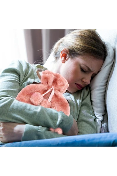 2 Litre Ponponlu Yumuşak Peluş Sıcak Su Torbası Pembe - 3