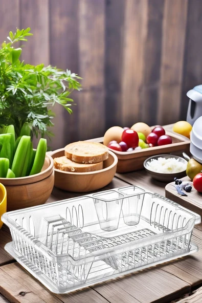 Şeffaf Tezgah Üstü Bulaşıklık - Tabaklık - Kurutmalık Bulaşık Düzenleyicisi - 3