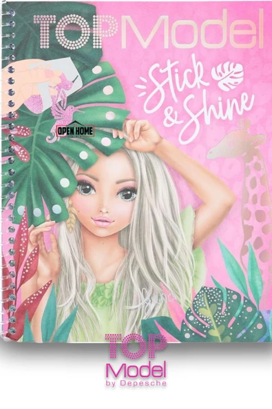 Top Model Kızlar Boyanabilir Şablonlu Stickerli Tasarım Defteri - 6