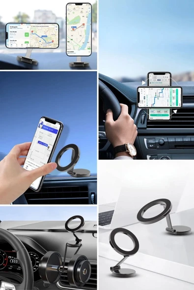 Katlanır Tüm Telefonlarla Uyumlu Güçlü Manyetik Araç Telefonu Tutacağı Telefon  Standı - 3