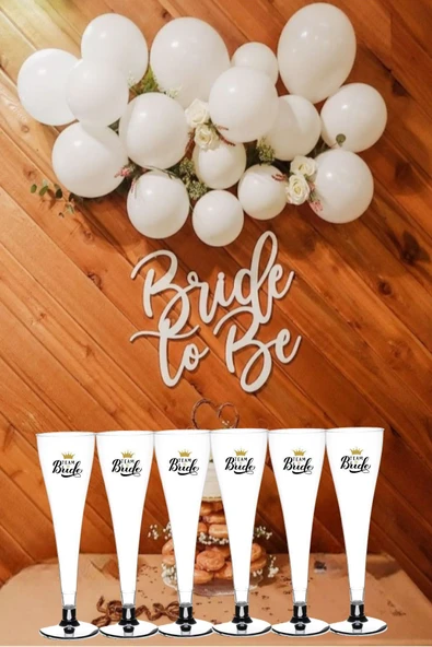 30'lu Logolu Plastik Gümüş Renk Ayaklı Şampanya Kadehi 30 Adet Parti Team Bride Kadeh Seti - 3