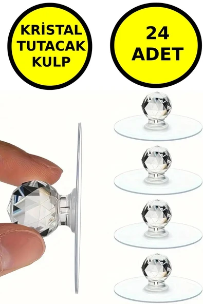 24 Adet Çok Amaçlı Yapışkan Kristal Tutacak Kulp
