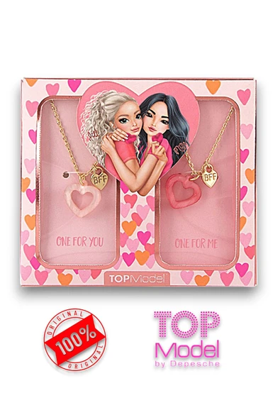 Top Model 2'li Kolye Takı Seti Pembe - 2