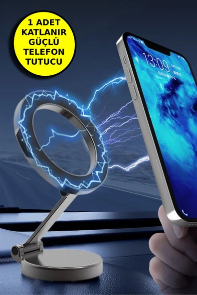Katlanır Tüm Telefonlarla Uyumlu Güçlü Manyetik Araç Telefonu Tutacağı Telefon  Standı