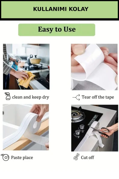 Su Sızdırmaz Lavabo Kenar Bandı (3.2m) Beyaz - 4