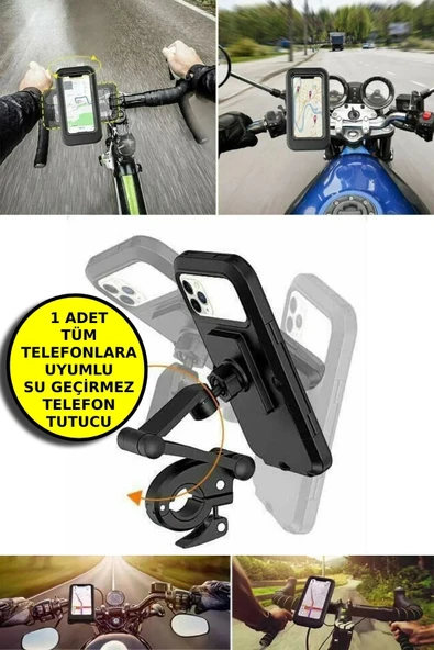 360 ° Dönebilir Su Geçirmez Telefon Tutacağı Motosiklet, Bisiklet,  Atv  Koluna Takılabilen - 2