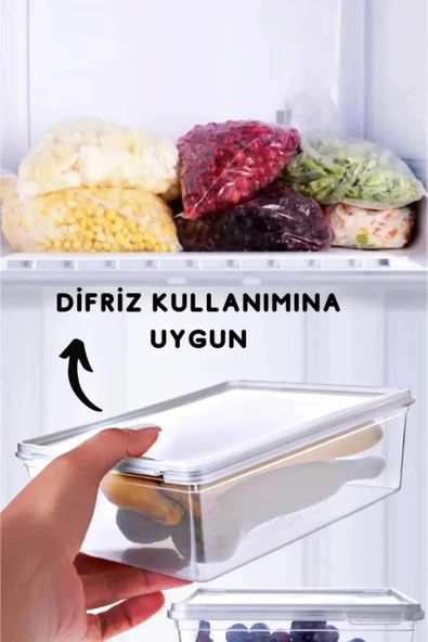 5 Adet Kendinden Kapaklı Derin Dondurucuya Uygun Saklama Kabı 2 Lt - 3