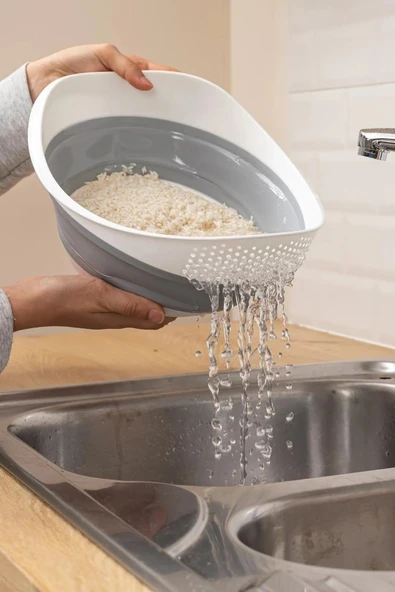 5'li Set Akordiyon Katlanır Süzgeç Seti - Katlanır Çeyiz Seti 5 Parça - 2