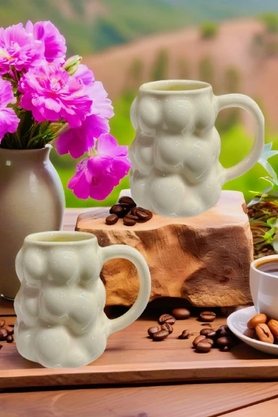 4'lü Porselen Kahve Bardak, Ofis Ve Ev Için Üzüm Şekilli Kupa Tasarımlı 250 ml - 5