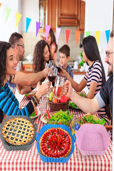 50 Adet Tek Kullanımlık Kare Tabak Model Pişirme Kağıdı Ve 20 Cm Kare Pişirme Matı - 2