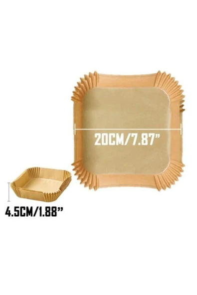 Airfryer Pişirme Kağıdı XL-XXL - 50 Adet Kare Fritöz Kağıdı Tek Kullanımlık 20cm - 6