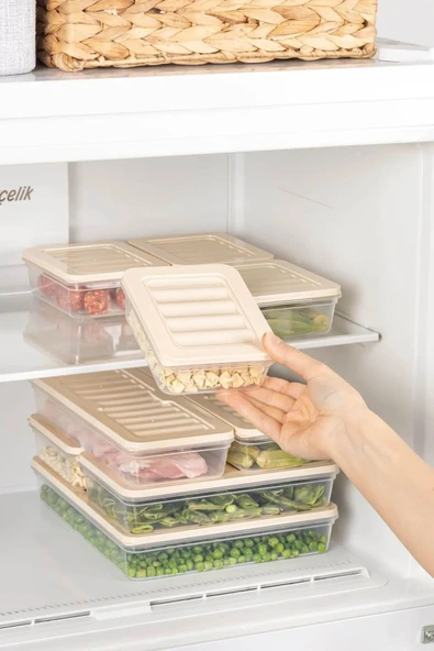 6'li Set Freshbox Mikrodalga Ve Difrize Uygun Saklama Kabı Set 1 Krem - 6