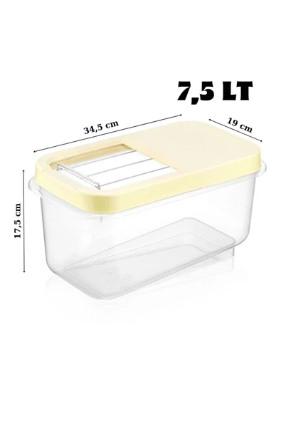 2 Adet 7,5 Lt Kolay Kayar Kapaklı Multibox Erzak Bakliyat Vs Saklama Kabı Krem - 2