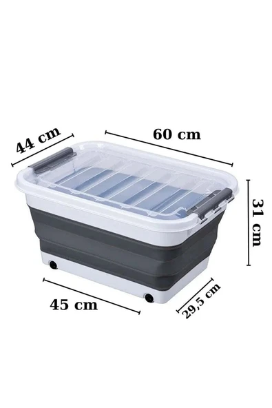 Tekerlekli Katlanır 45 LT  Çok Amaçlı Oyuncak-Erzak-Çamaşır Sepeti-Akordiyon Saklama Kabı - 4