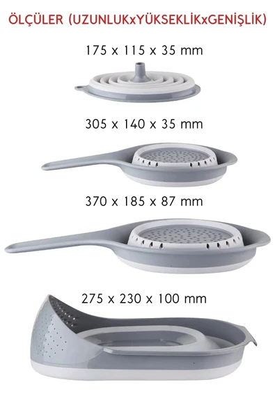 4'Lü Set Katlanabilir Yuvarlak Süzgeç Seti - 3