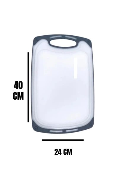 1 Adet Plastik, Kaydırmaz, Kesme Panosu/ Kesme Tahtası Gri&Beyaz 40x24 - 5