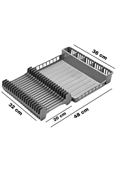 Tezgah Üstü Katlanır Bulaşıklık - Tabaklık - Kurutmalık Bulaşık Düzenleyicisi ANTRASİT - 4